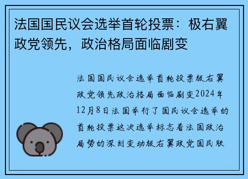 法国国民议会选举首轮投票：极右翼政党领先，政治格局面临剧变